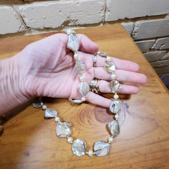 New Natural Pearl & Smoky Quartz Necklace 20" - Picture 4 of 4